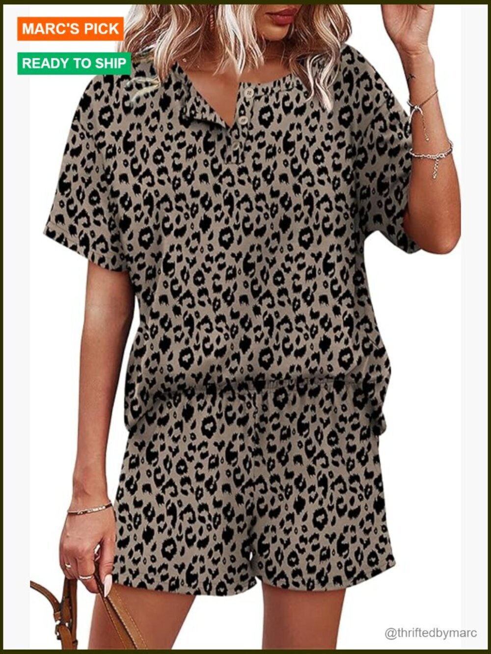 2 Piece Lounge Set with Pockets, Button Down Top and Shorts, Size XXL